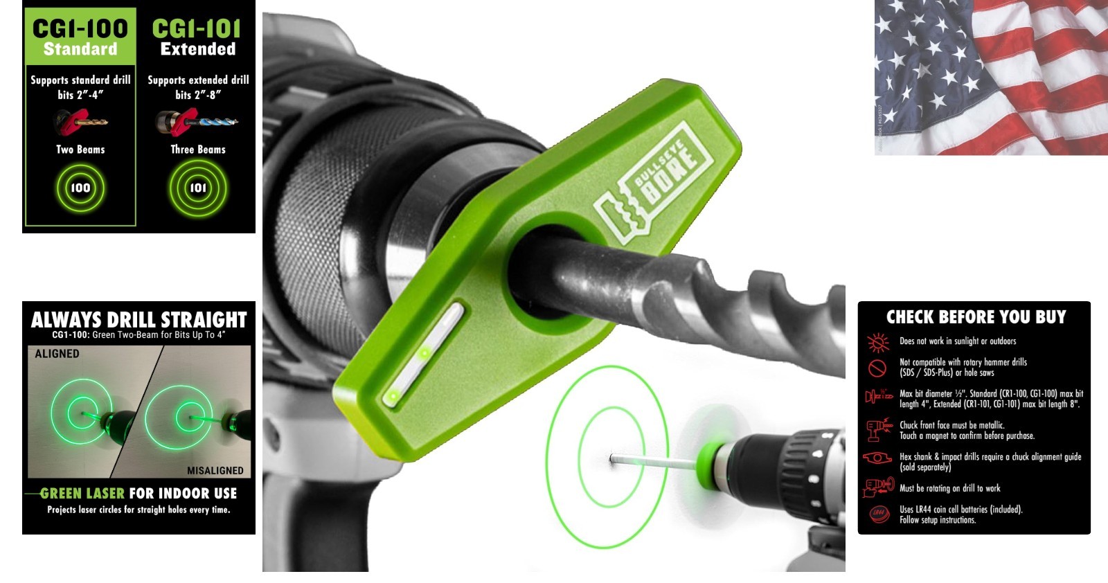 Core — Drill Straight Every Time | Magnetic Green Laser Drill Guide | Indoor,…