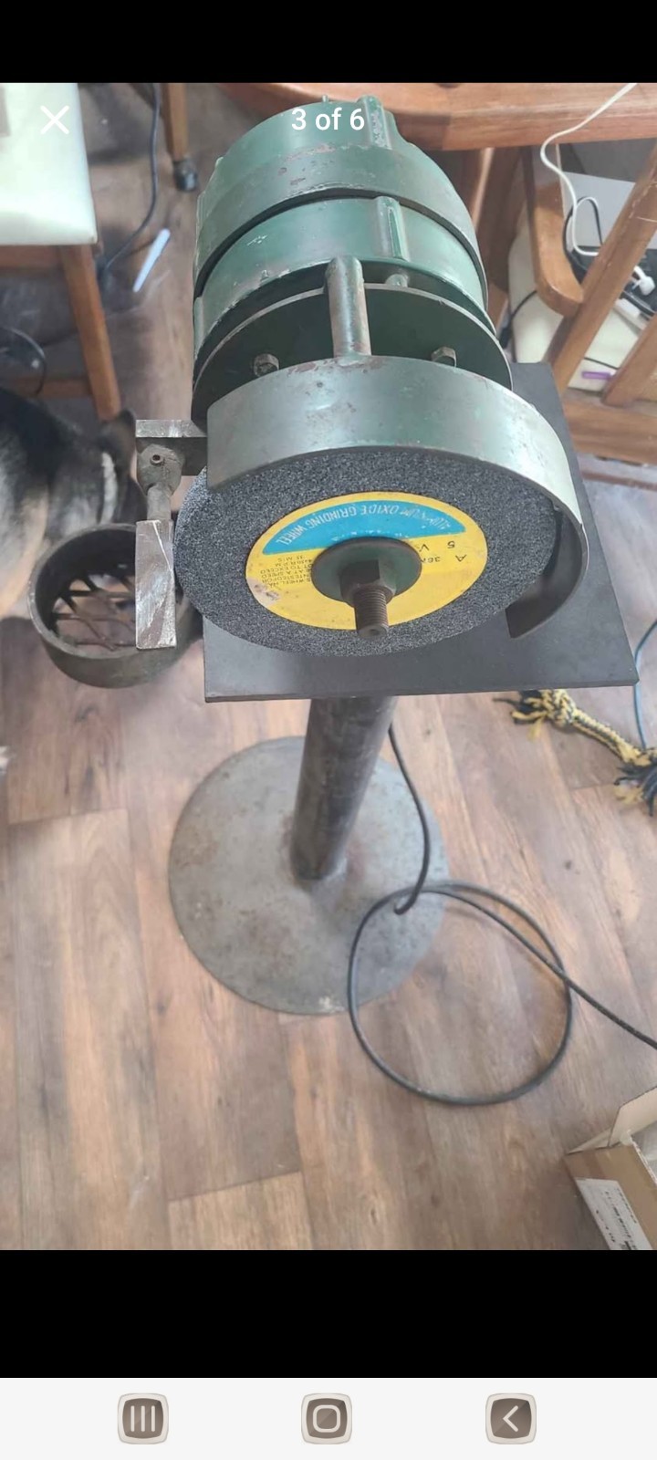 Bench Grinder Electric Horizontal Spindle 3450 RPM Aluminum Oxide Grinding Wheel