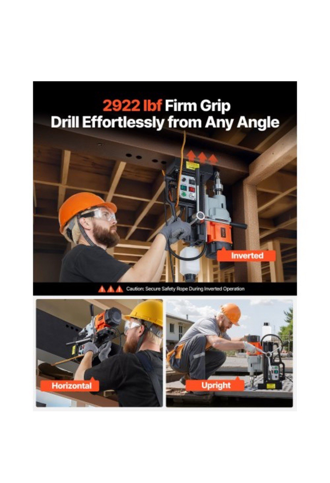 VEVOR Magnetic Drill Press Mag Drill Press 1550 W 2.4 in Boring Dia 0-600 RPM