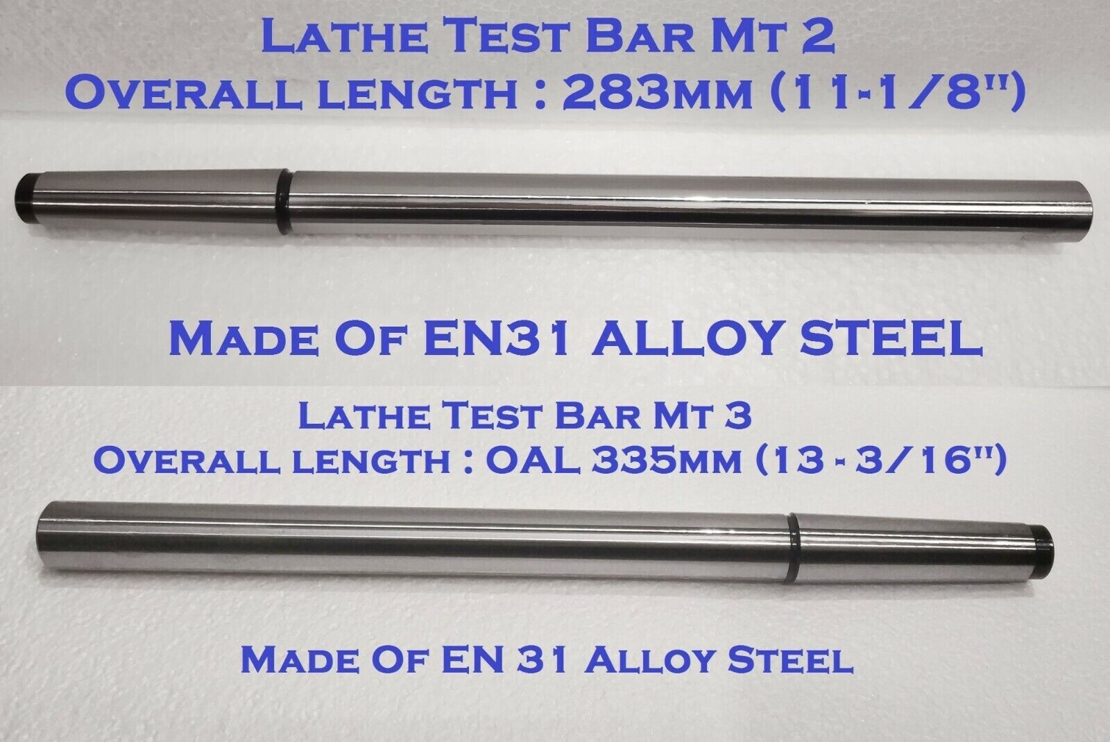 Lathe Mandrel Alignment Test Bar 5 Piece Set 1MT ,2MT ,3MT ,4MT & 5MT – EN 31