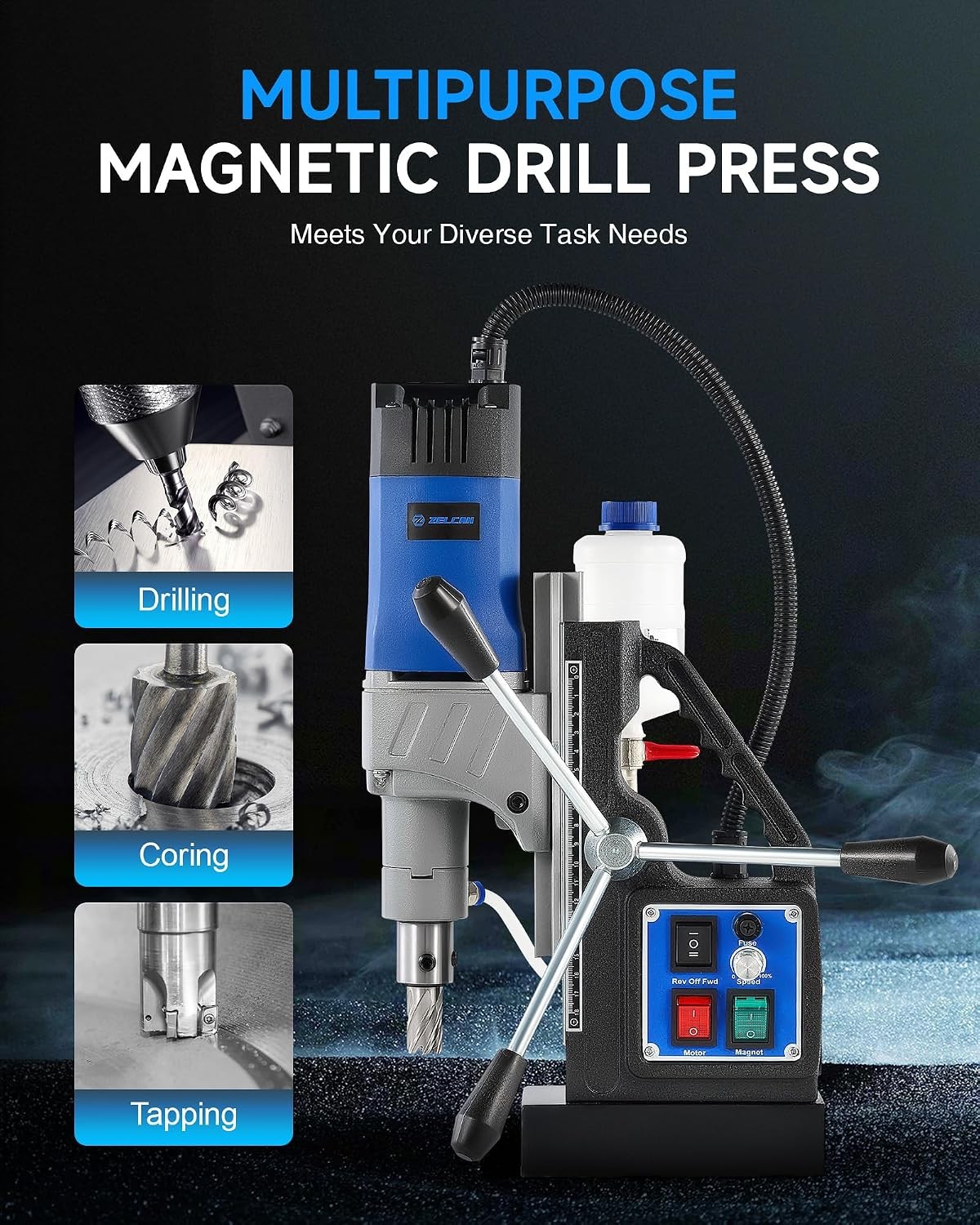 1550W Portable Mag Drill Press w/ Bit Set