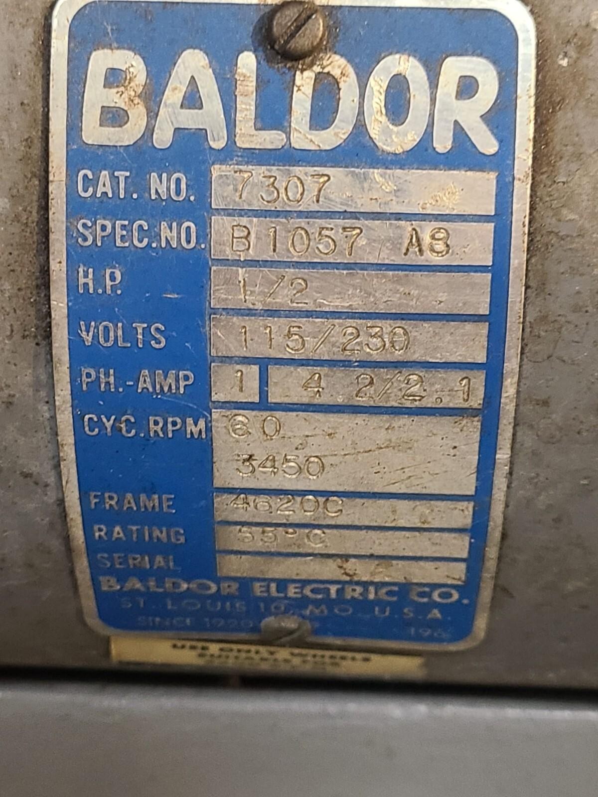 BALDOR 7307 Pedestal 7″ Bench Grinder 1/2HP 1P 3450 RPM 115/230V Single Phase
