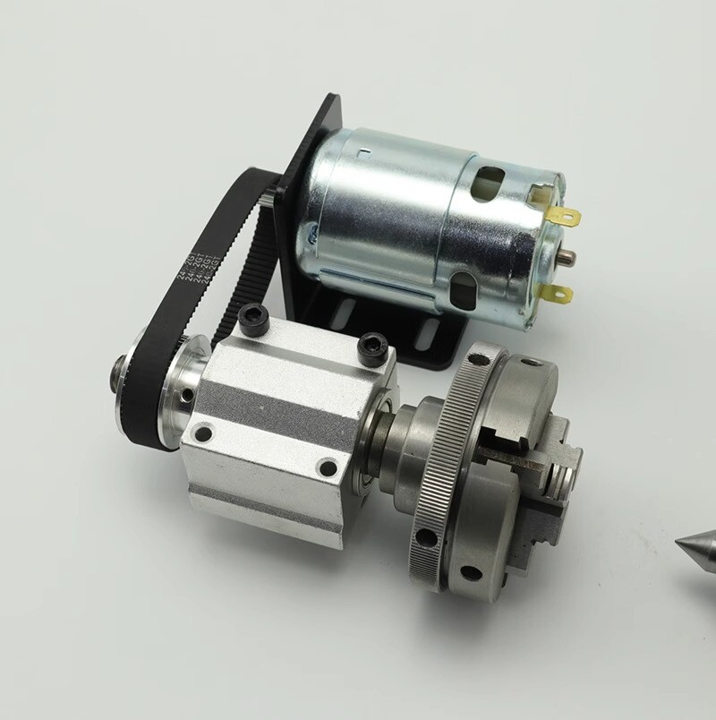 Versatile Motorized Rotary Lathe Woodworking Spindle DIY Slide Assembly + Chuck