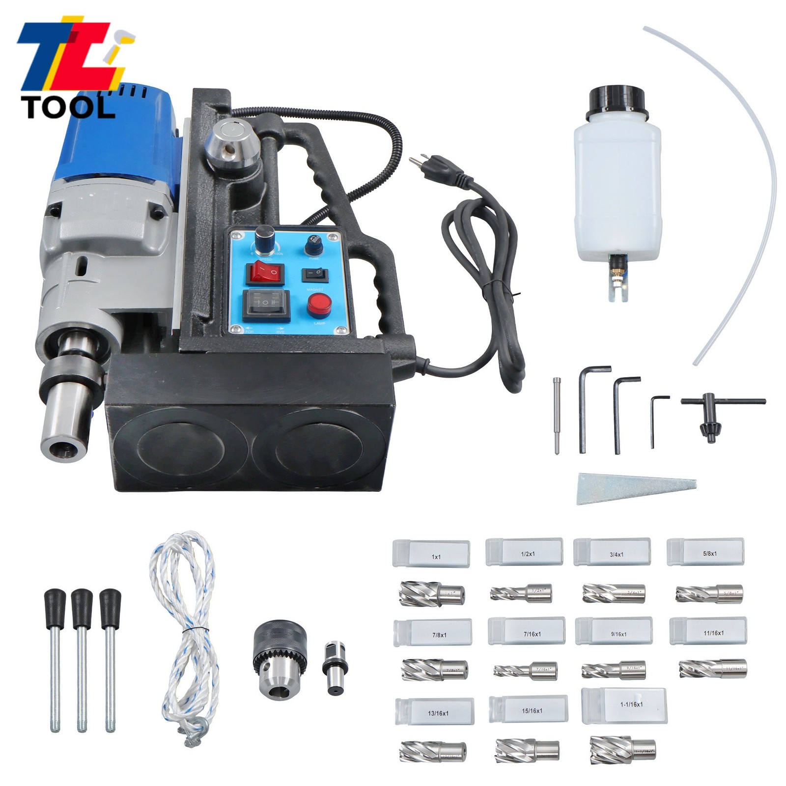MD50 Magnetic Drill with 11 Drill Bit Stepless Speed Bi-Directional 1950W 13900N
