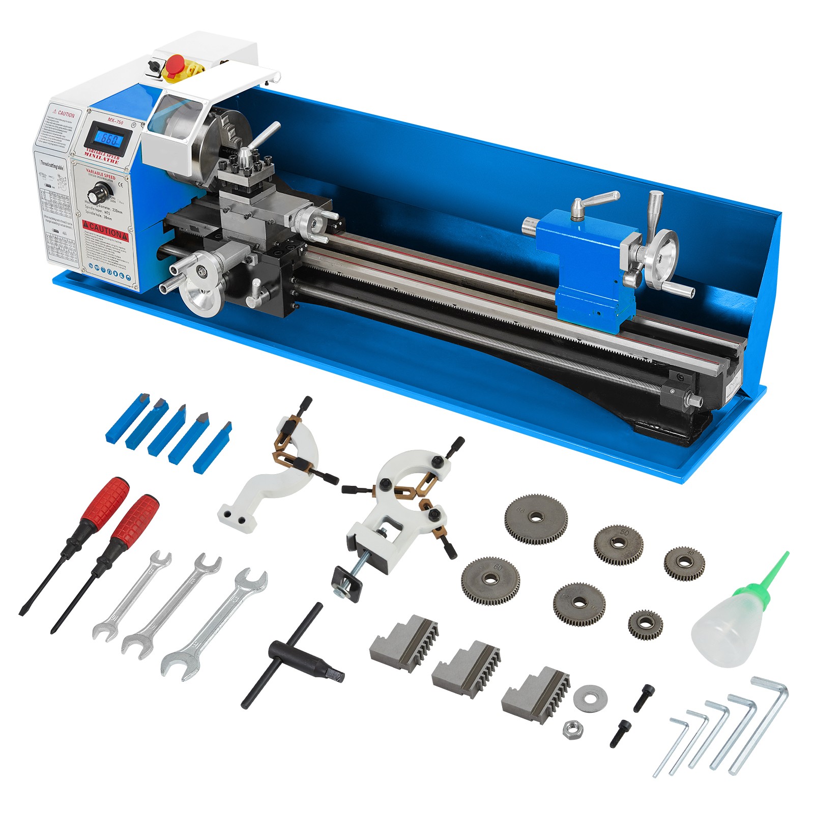Garvee 8×30″ Metal Lathe Bench 750W Variable Speed 0-2500RPM 3-Jaw Chuck Turning
