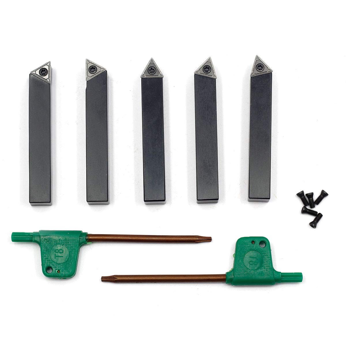 5 PCS 3/8 Inch Mini Indexable Carbide Lathe Turning Tool Holder Inserts Bits