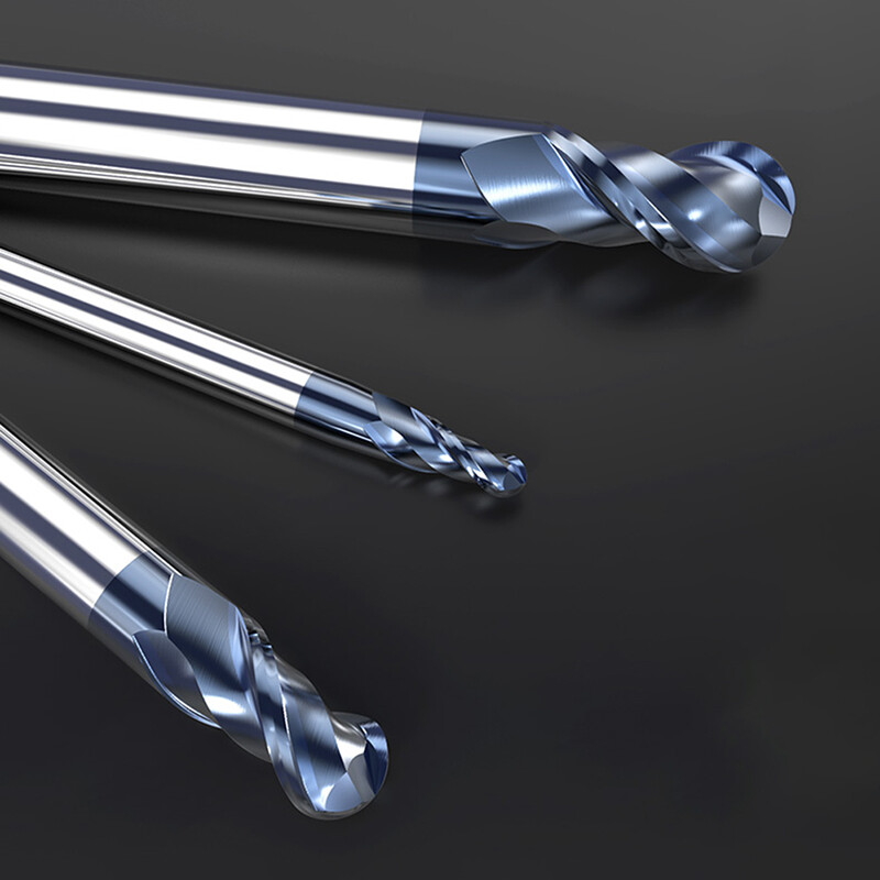 2 Flute Ball Nose End Mill Solid Carbide Milling Cutter Bit TiSiN Coating HRC45