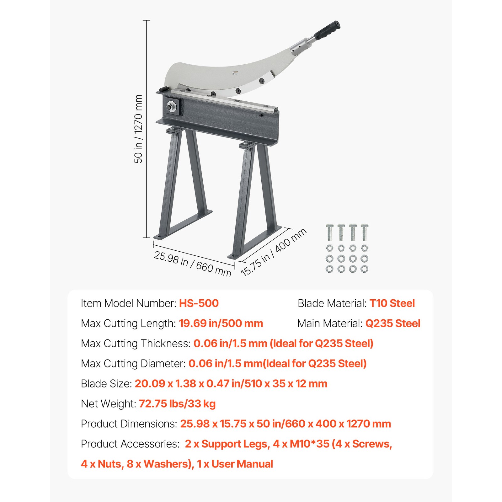 Uimoso 20-inch Manual Sheet Metal Cutter with Stand for Precise Cutting
