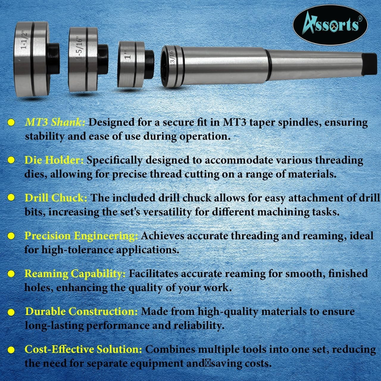 MT3 Tapping & Threading Die Holder Set with Drill Chuck – Imperial Size