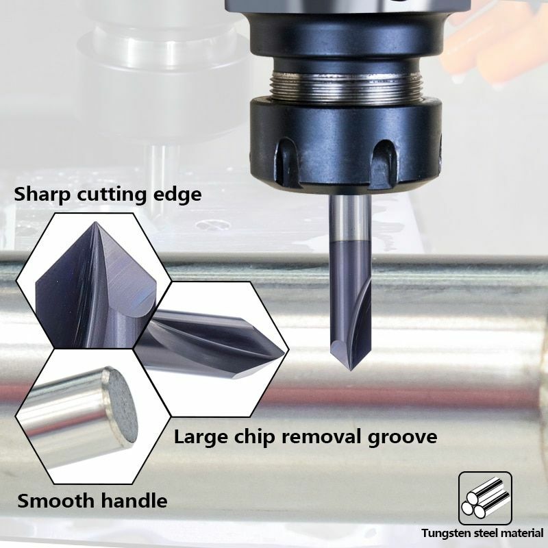 Carbide Chamfering Milling Cutter 60/90/120 Degrees 3 Flute Deburring Route