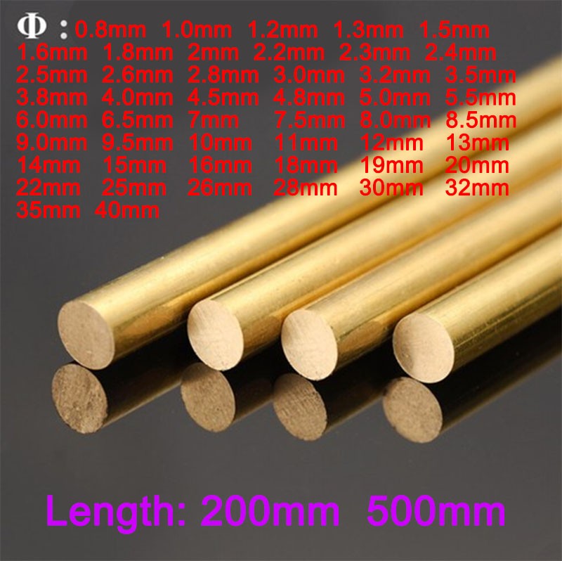 H62 Brass Round Metal Rod Φ0.8/1/1.2/1.3/1.5/1.6/1.8/2/2.2/2.3/2.4/2.5/2.6-40mm