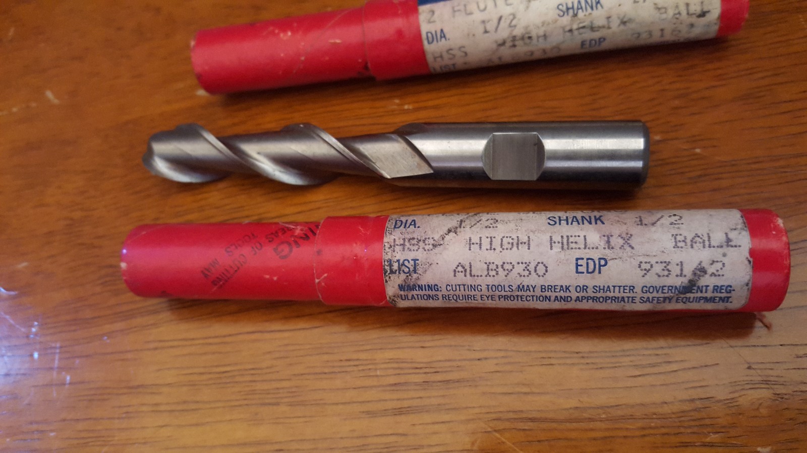 Niagara Cutter 2 Flute HSS High Helix Ball Nose SE Long 1/2″ End Mill Lot of 3