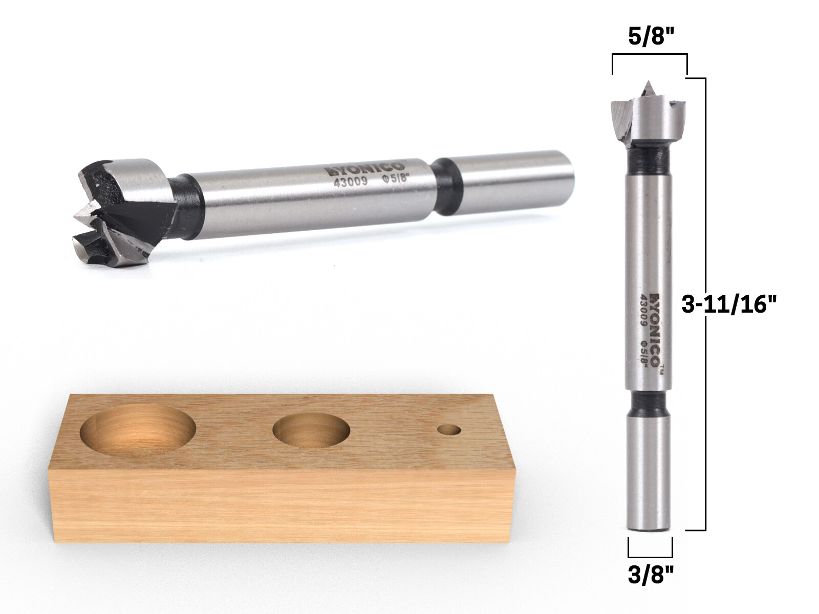 5/8″ Diameter Steel Forstner Drill Bit – 3/8″ Shank – Yonico 43009S