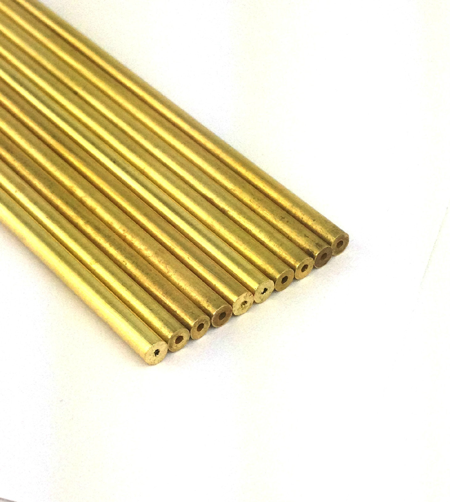 DRAWN BRASS TUBES .1300 OD X .050 ID X 12 LONG (LOT OF 10)