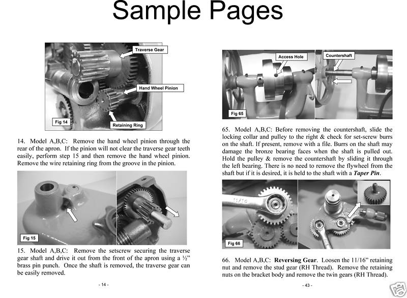 Rebuild Manual for South Bend Lathe 9″ Model A, B & C plus model 10k “light 10”