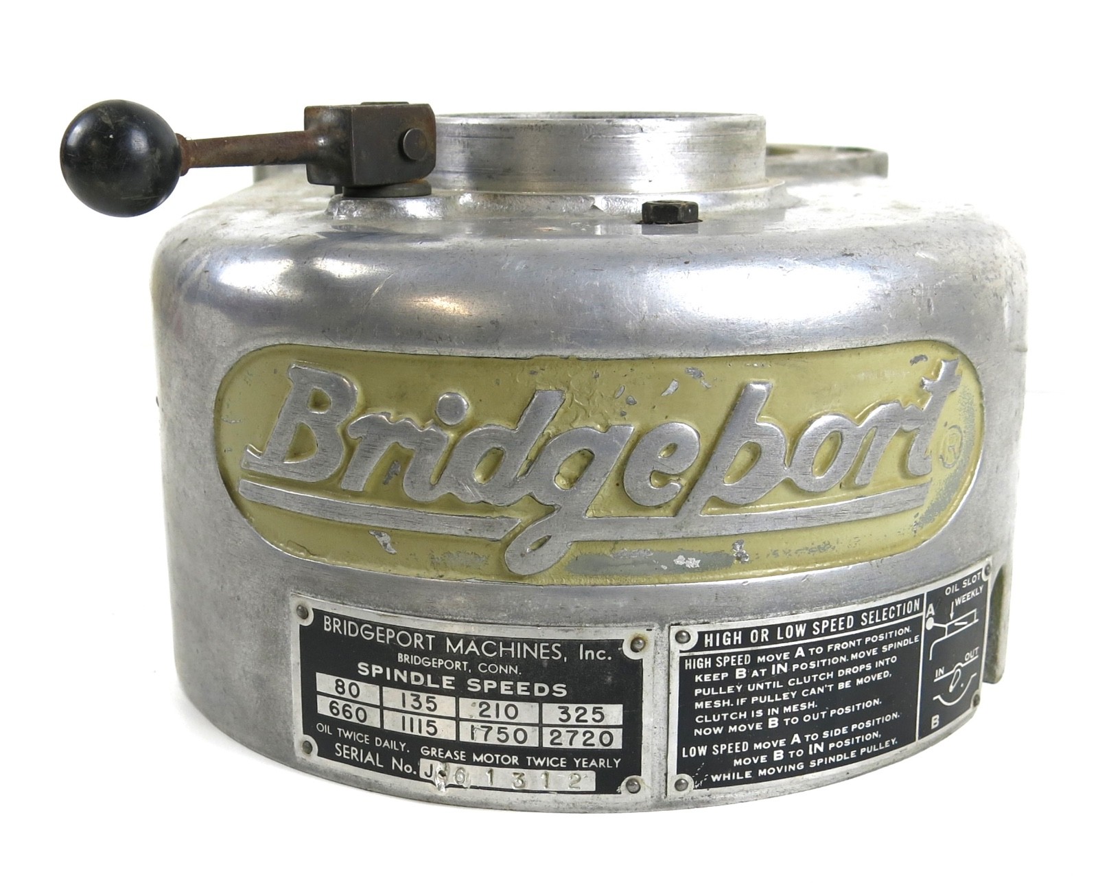 Bridgeport J Head Aluminum Upper Head Pulley Cover Casting