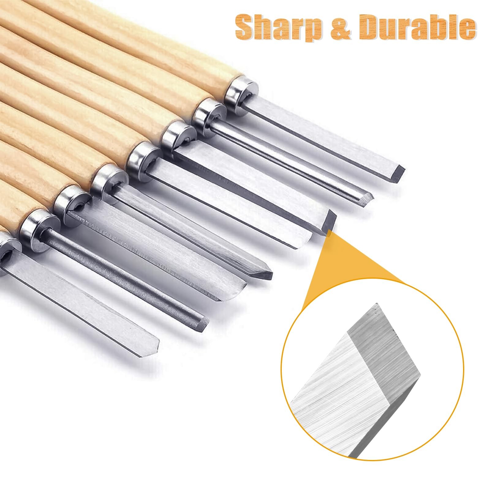 8Pcs Wood Lathe Tools Professional Wood Turning Tools for Lathe Chisel Set wi