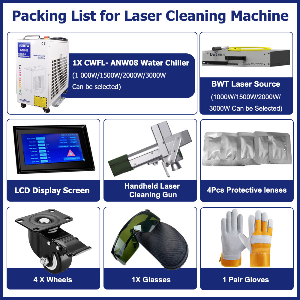2000W Laser Cleaning Machine Rust Removal Laser Remove Oil Paint Double Pendulum