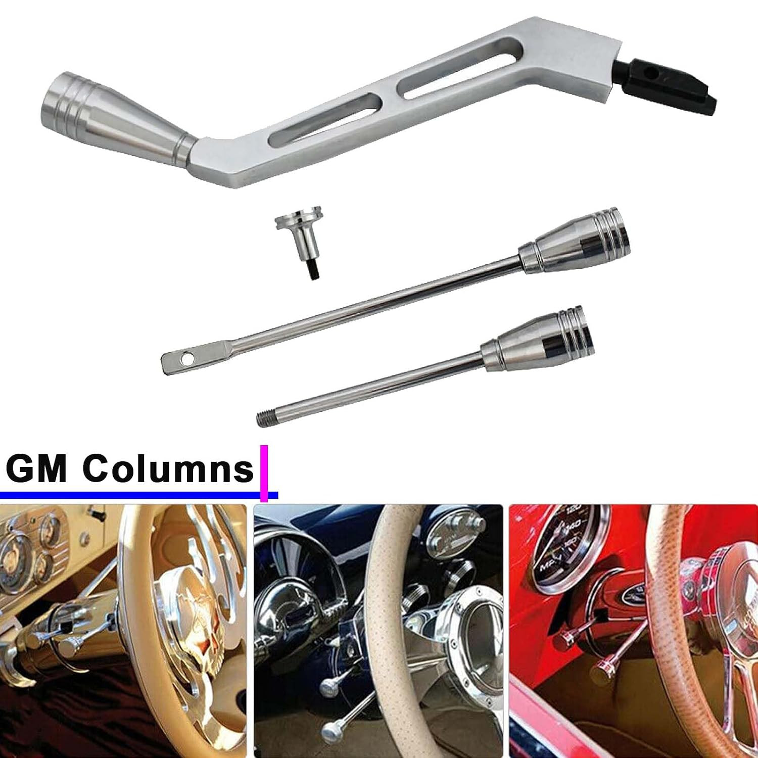 Polished Billet Aluminum Column Shifter Lever,Turn Signal, Lever Hazard Boots &