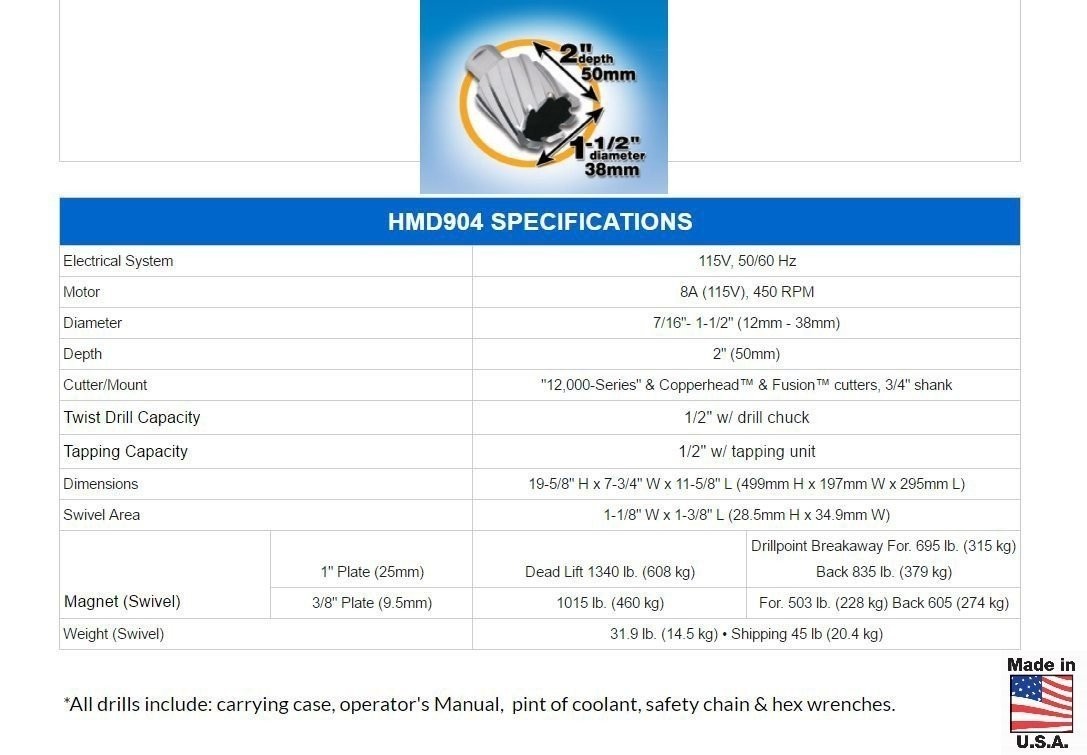 Hougen HMD904S Swivel Base Magnetic Drill 115-Volt **FREE GIFT WITH ORDER**