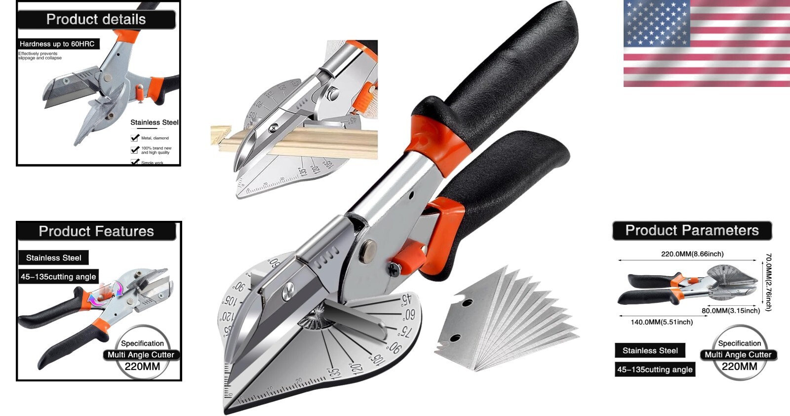 Classic Polished Miter Shear Cutter – Ambidextrous Design for Versatile Use