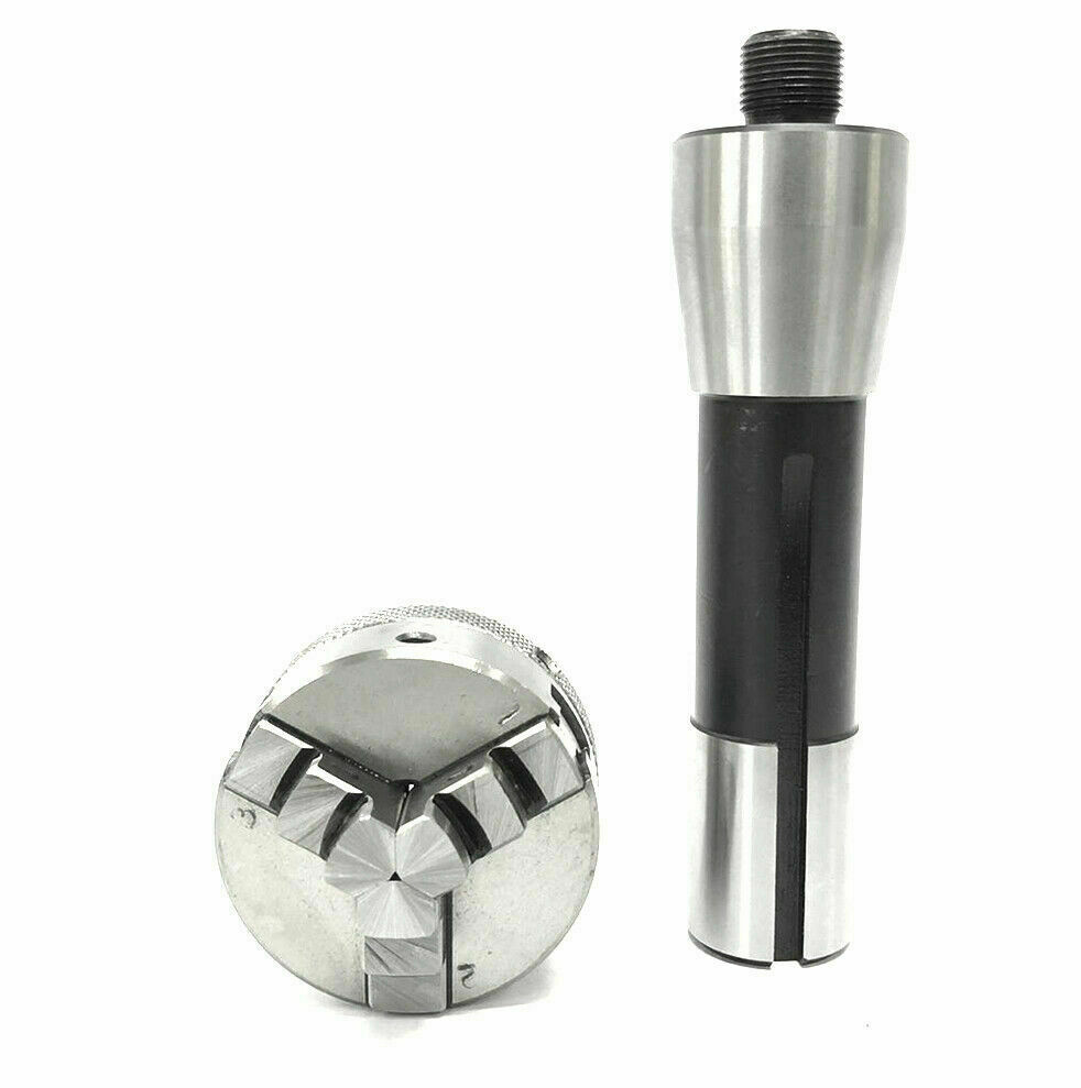 50mm 3 Jaw Self Centering 2″ Mini Lathe Chuck M14x1 With R8 Shank Arbor 7/16 UNF