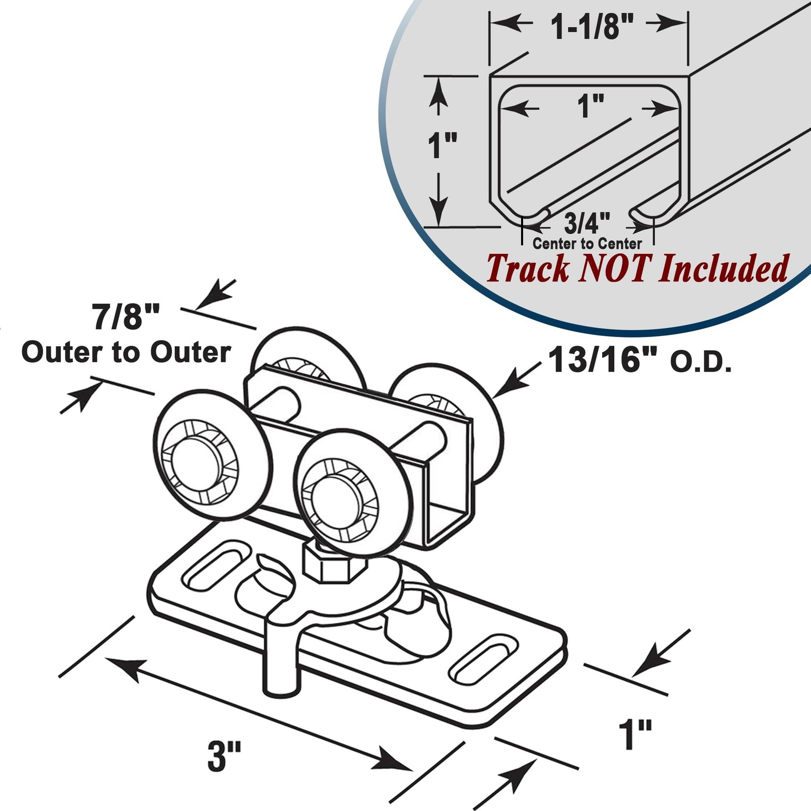 13/16″ Pocket Door Ball Bearing Hangers Fit Kenna-Frame, Crawford & Press-Rit…