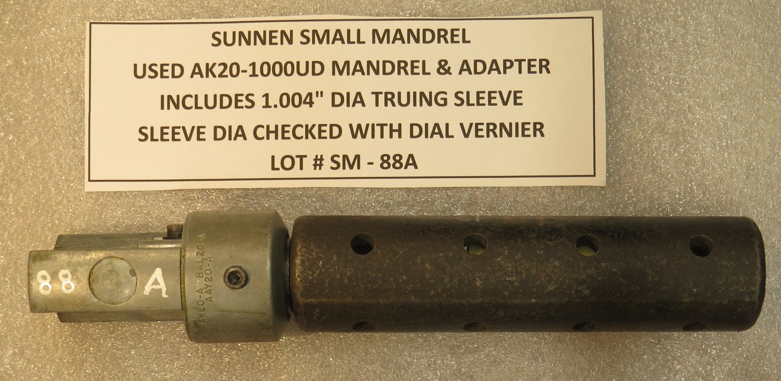 SUNNEN MANDREL LOT SM-88A – USED AK20-1000UD LIFETIME MANDREL PACKAGE