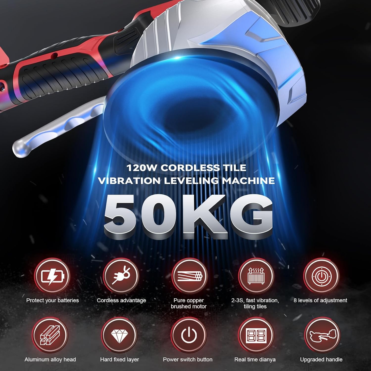Ecarke Cordless Tile Vibration Tool Compatible with Milwaukee 18V Battery Portab
