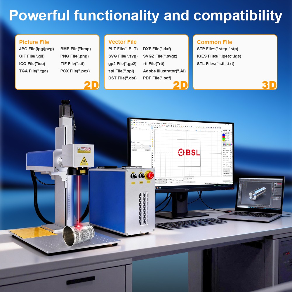 Scotle 2.5D 60W JPT Mopa Fiber Laser Marking Machine Metal Deep/Relief Engraving