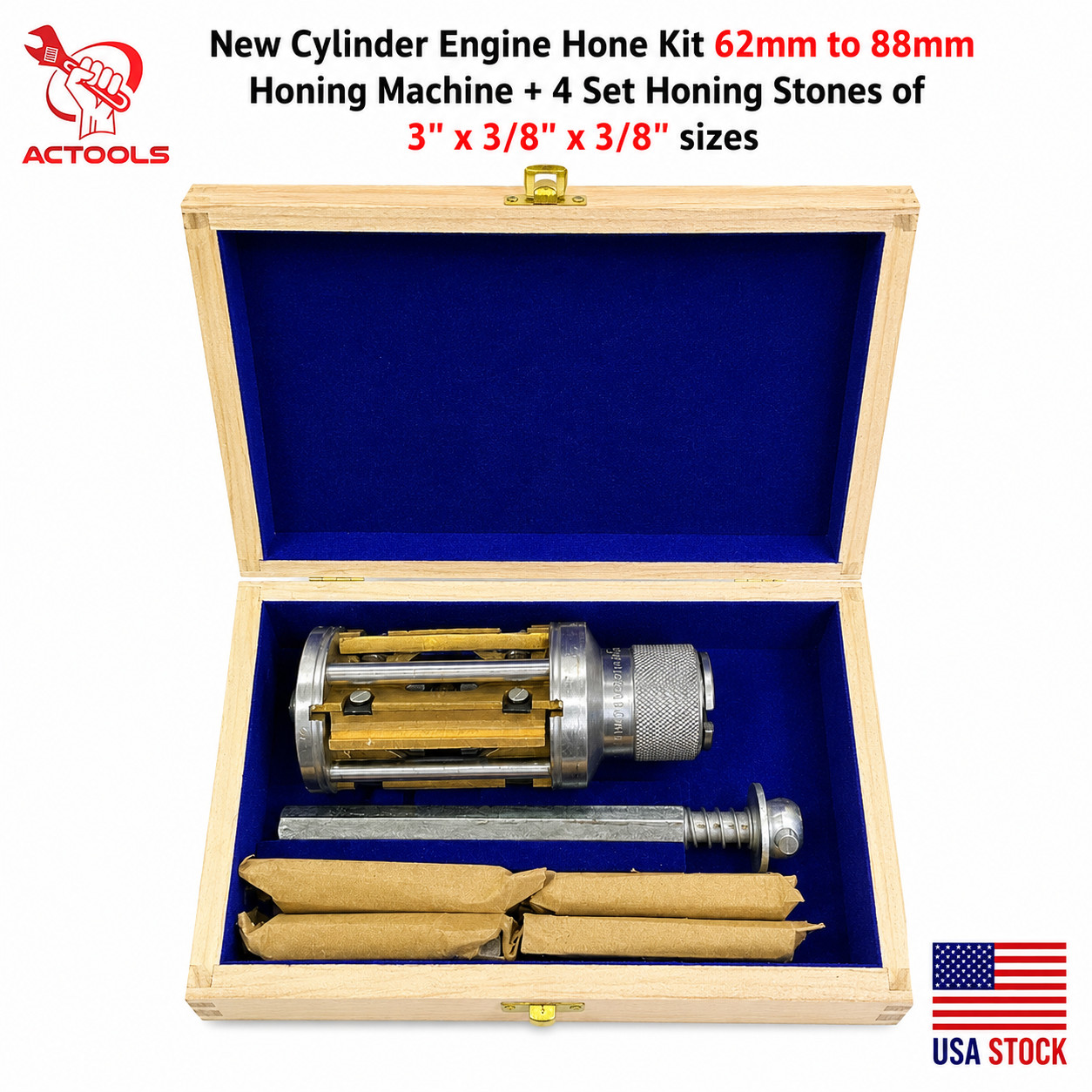 Cylinder Engine Hone Kit 62mm to 88mm Honing Machine+ 4 Set of Honing Stones