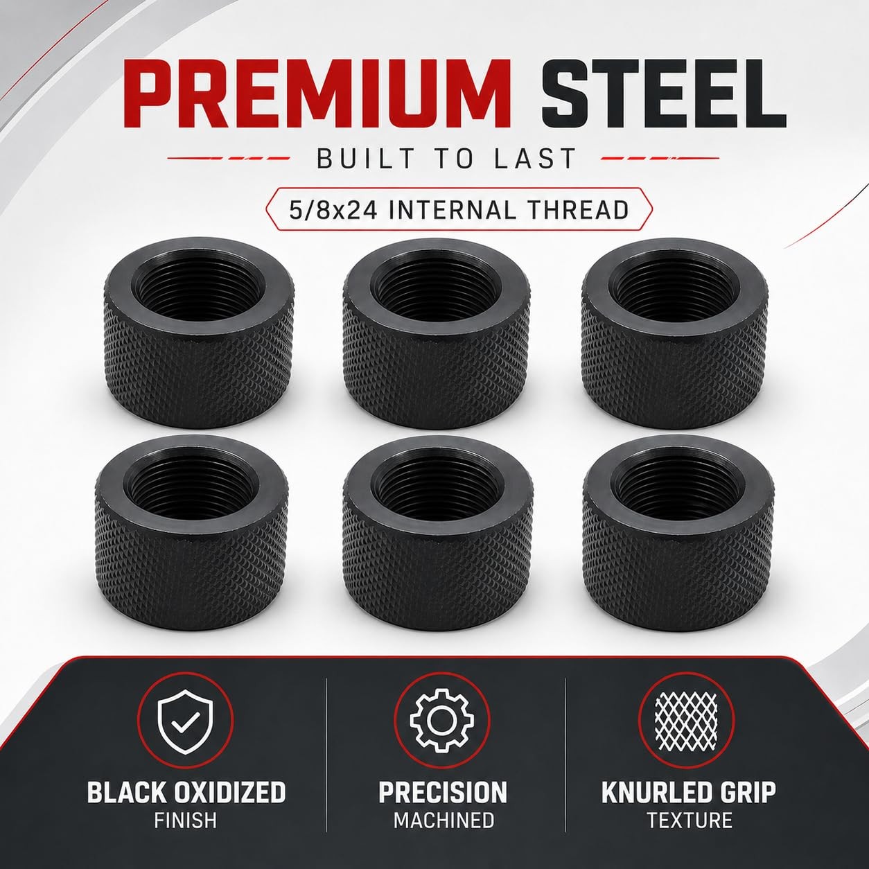 12 PCS Thread Protector Combo Fits 6x 5/8×24 & 6x 1/2×28 Durable Steel Guard
