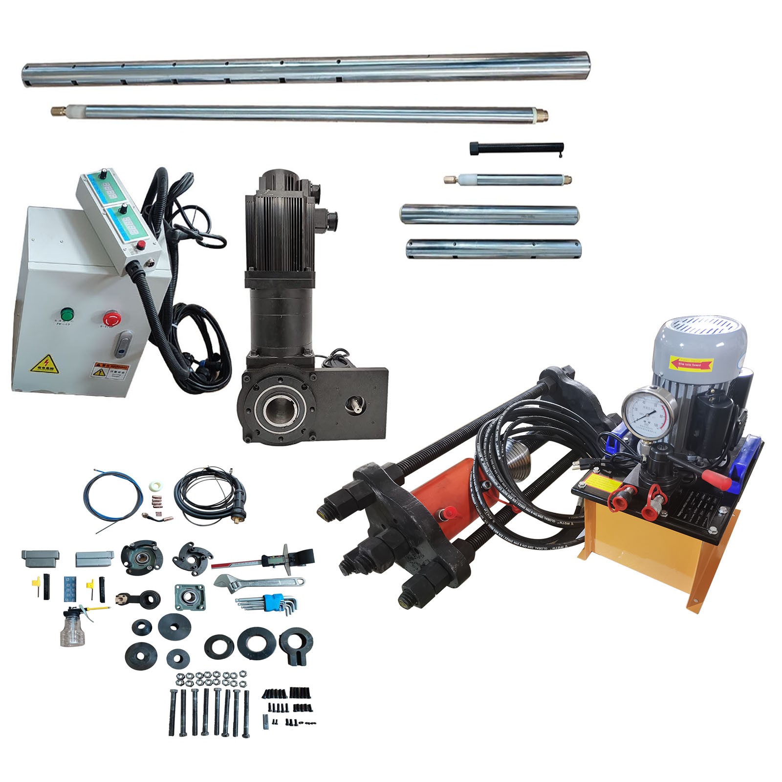 110V Portable Line Boring&Welding Machine Kit w/70T Hydraulic Crawler Pin Press