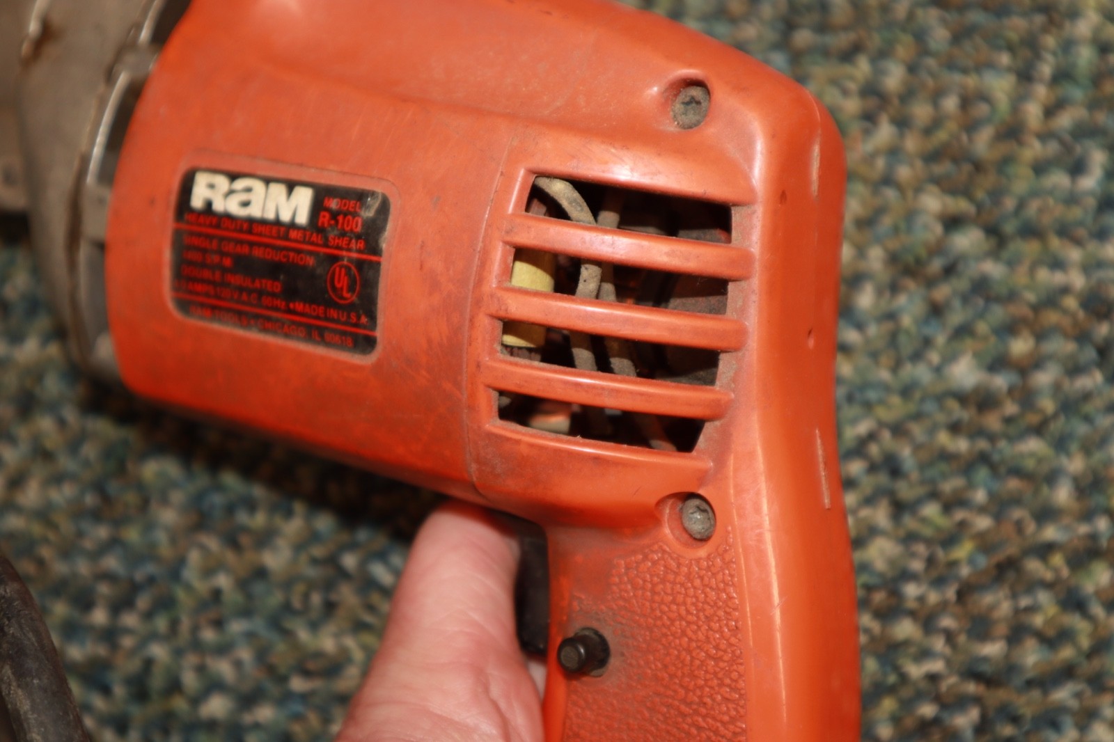 Vintage Used Ram # R-100 Heavy Duty Sheet Metal Shear Corded Tool