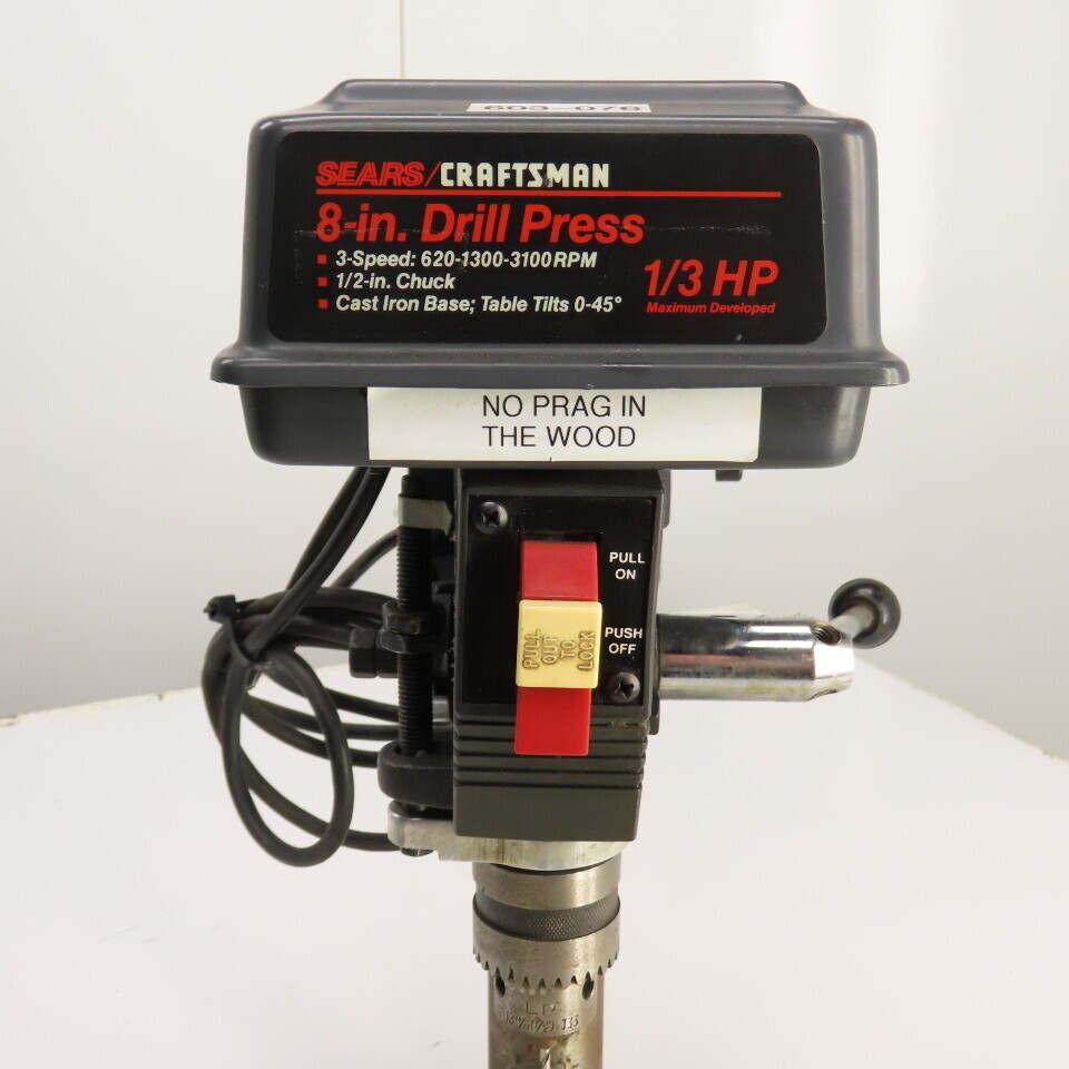 Sears Craftsman 3-Speed 8″ 1/3HP Drill Press 115V Single Phase 620-1300-3100RPM