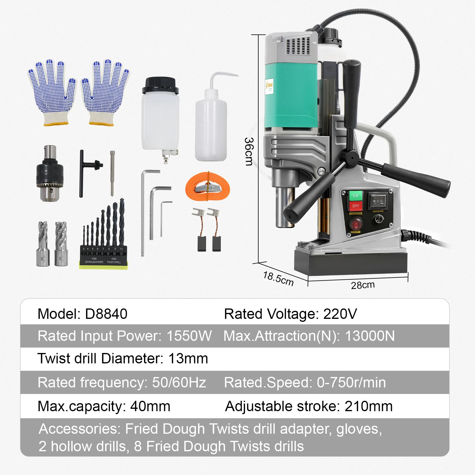 110V 1450W/1550W 1.57/2″ Electric Drilling Magnetic Press Boring Diameter Drill