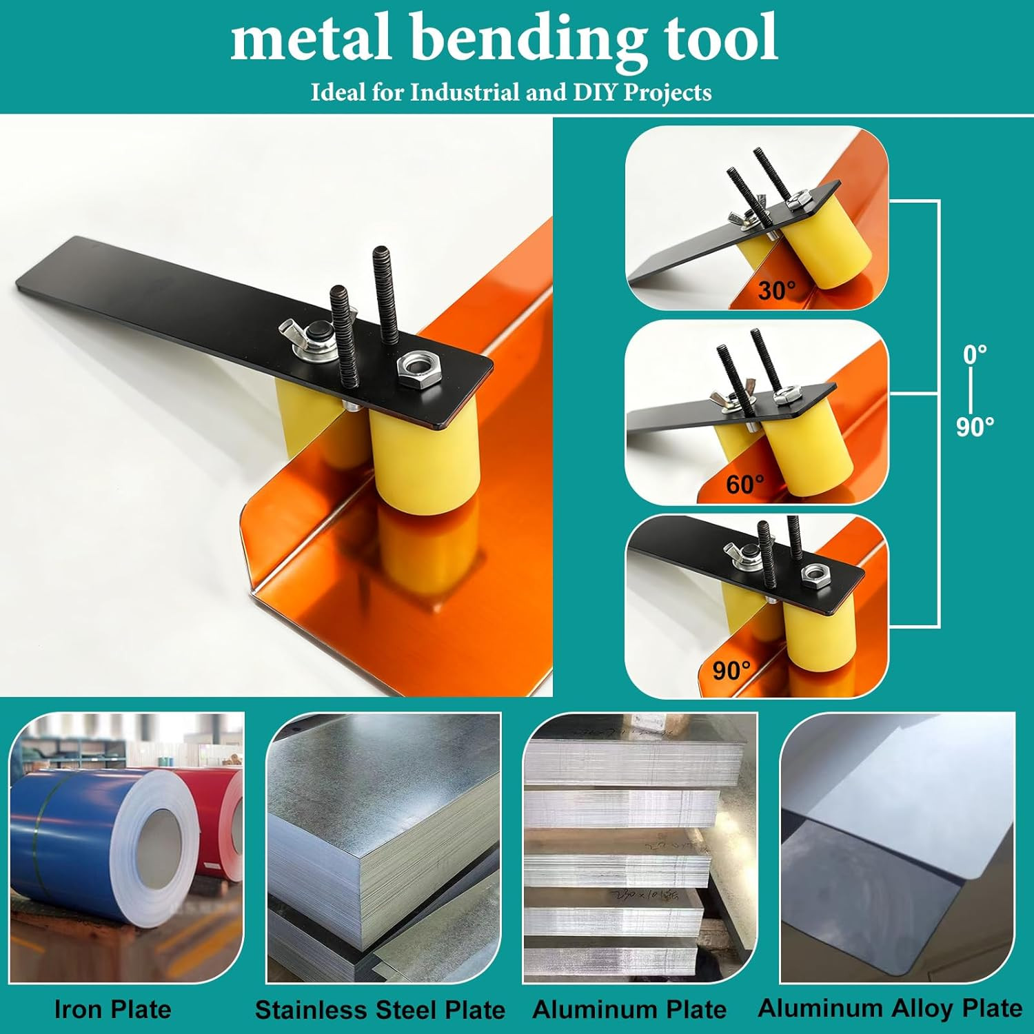 Adjustable Metal Bender Tool for Roofing – 0-90° Sheet Metal Roller