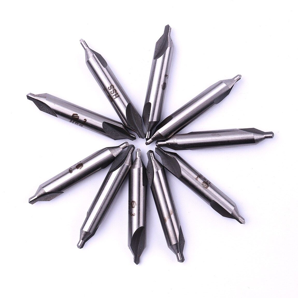 10PCS HSS 60 Degree Countersink Drill Bit Set, 3.0mm Center Hole Tool for Metal