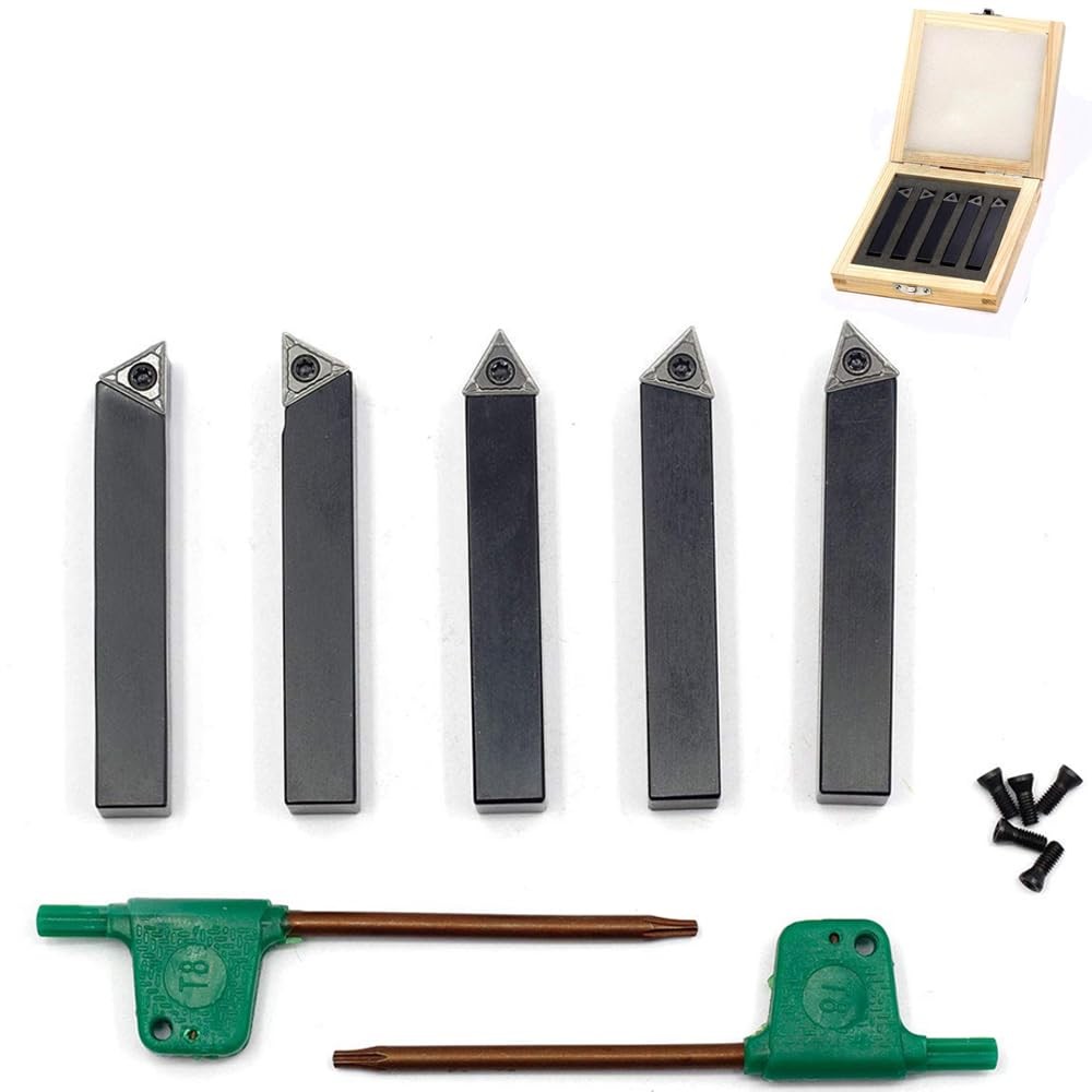 5 PCS 3/8 Inch Mini Indexable Carbide Lathe Turning Tool Holder Inserts Bits