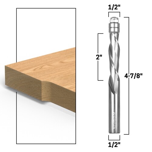 1/2″ Downcut Flush Trim Solid Carbide Router Bit – 1/2″ Shank – Yonico 32204-SC