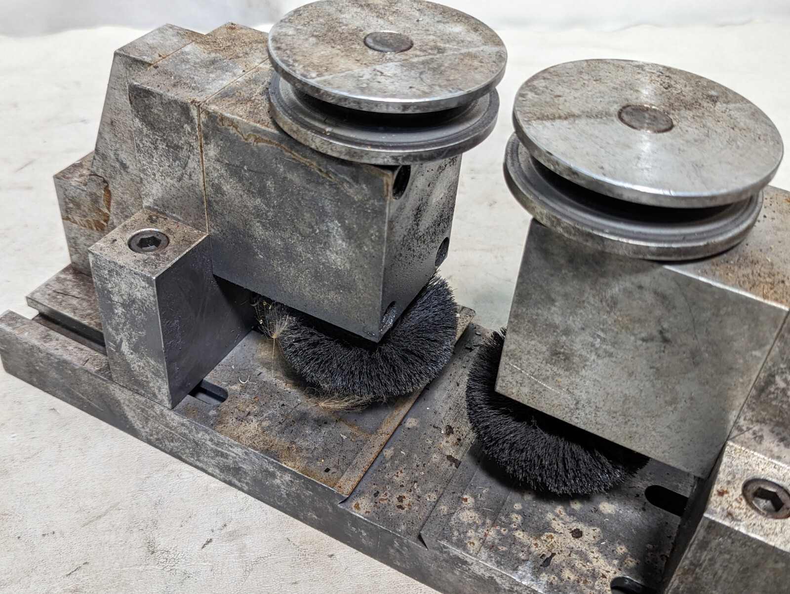 Custom-made pass-through deburrer/polisher, adjustable, as pictured