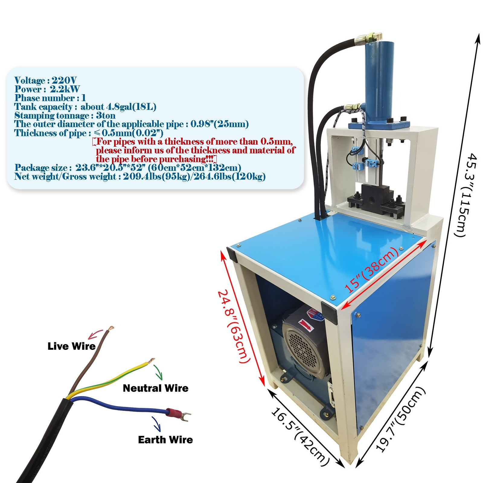 Hydraulic Arc Punching Machine Square & Round Tube Hole Punching Machine 220V