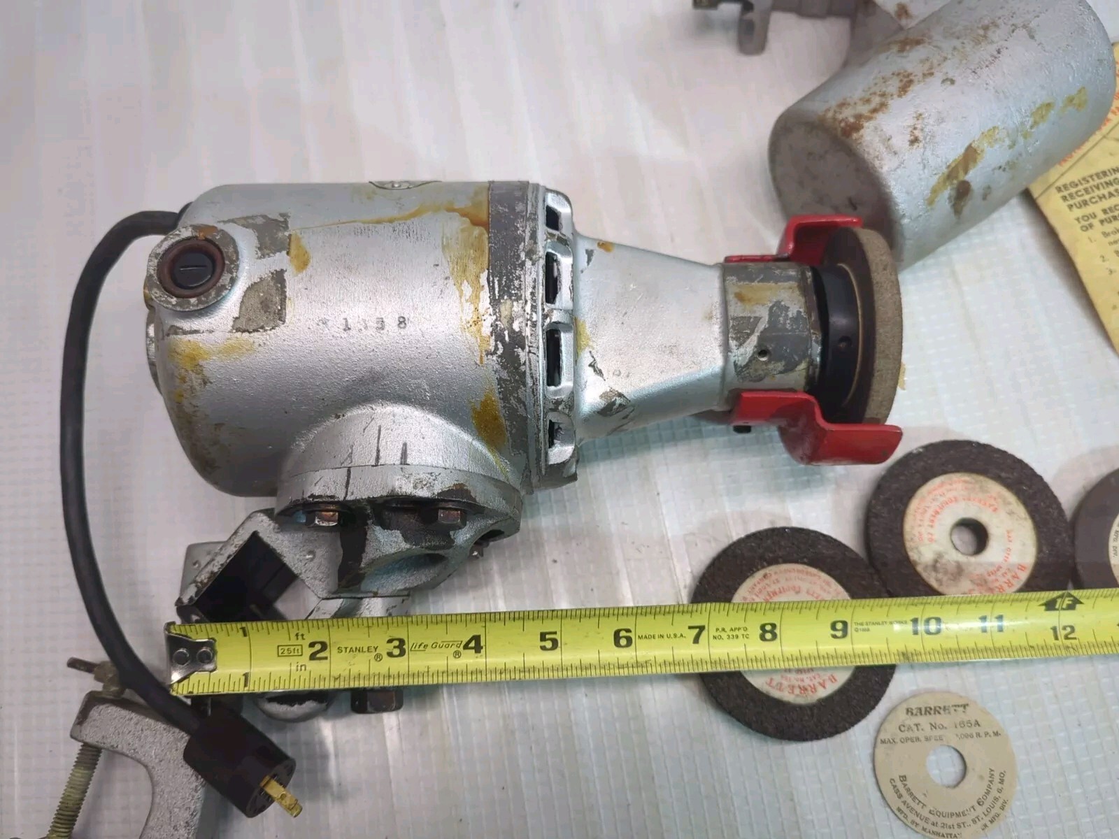 Barrett BRAKE DRUM GRINDER MOTOR B-45-1 CARBIDE WHEEL PART LOT AS IS