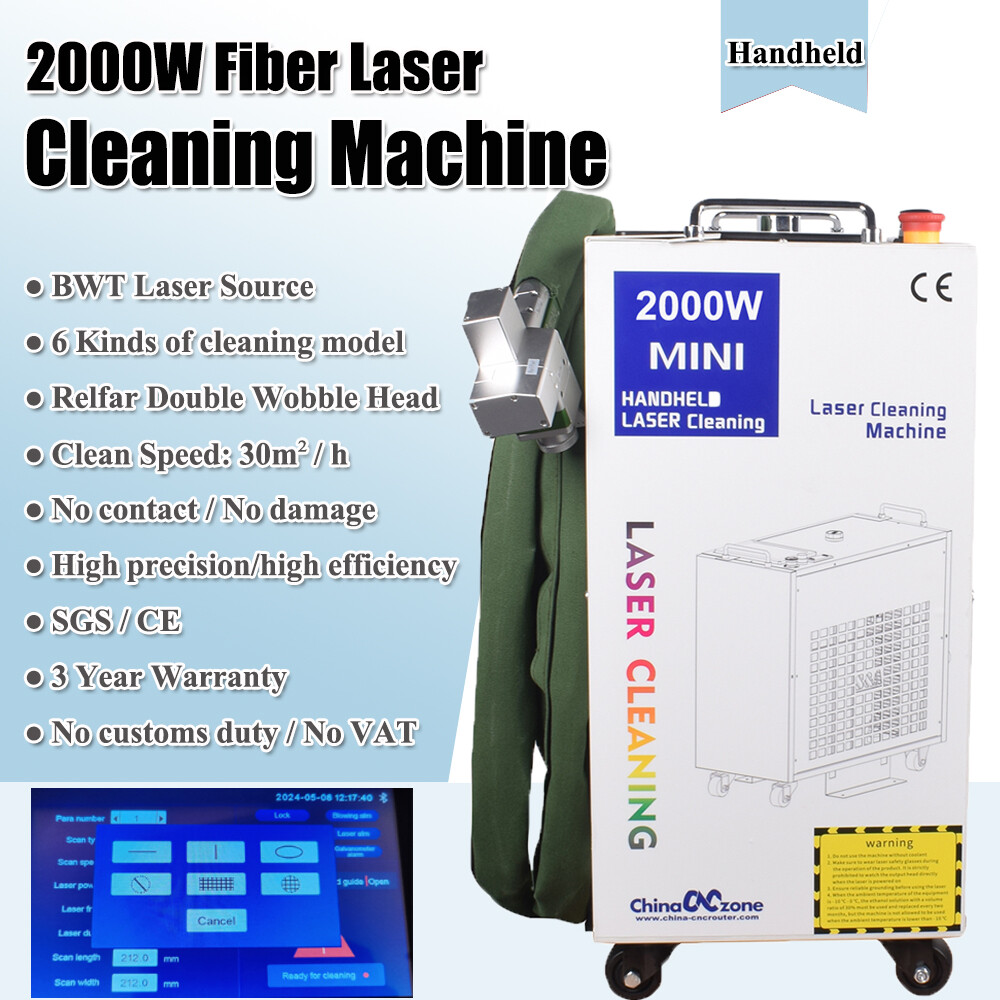 2000W Laser Cleaning Machine Rust Removal Laser Remove Oil Paint Double Pendulum