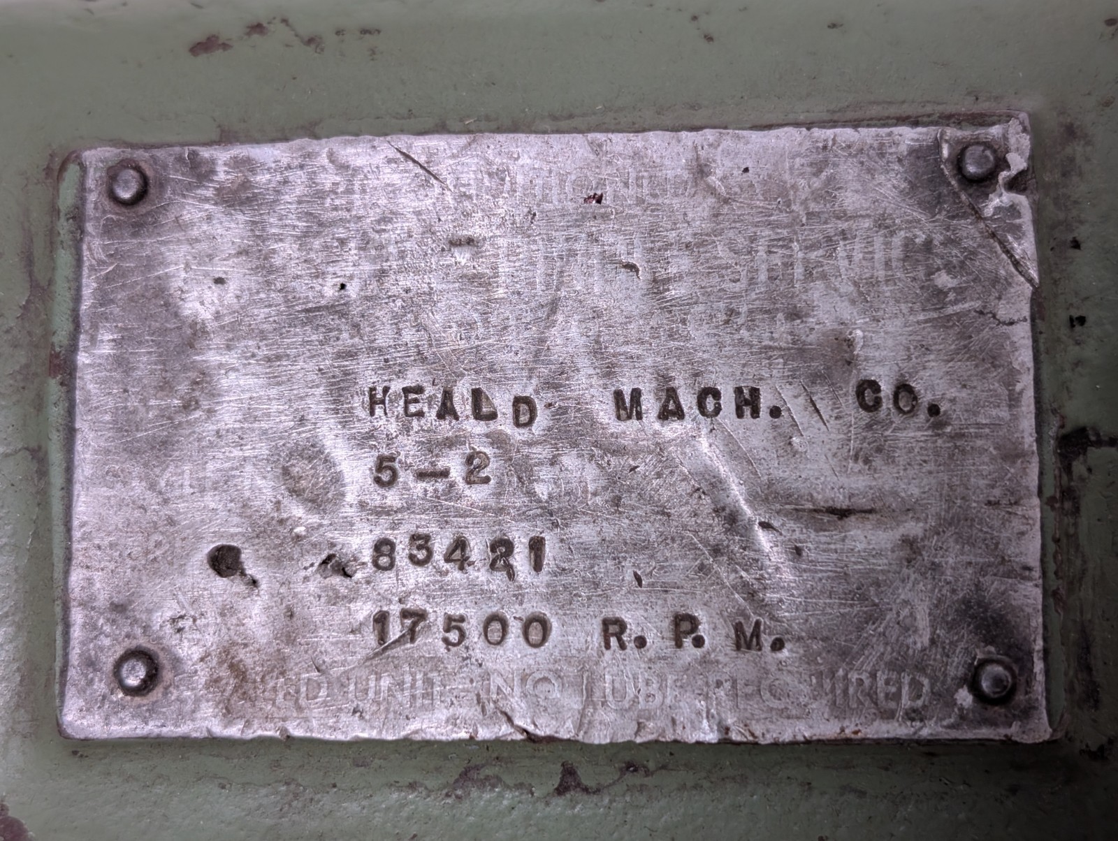 Heald Machine Co. Red Head Grinder High Speed Spindle, 5-2, 83421, 17500RPM