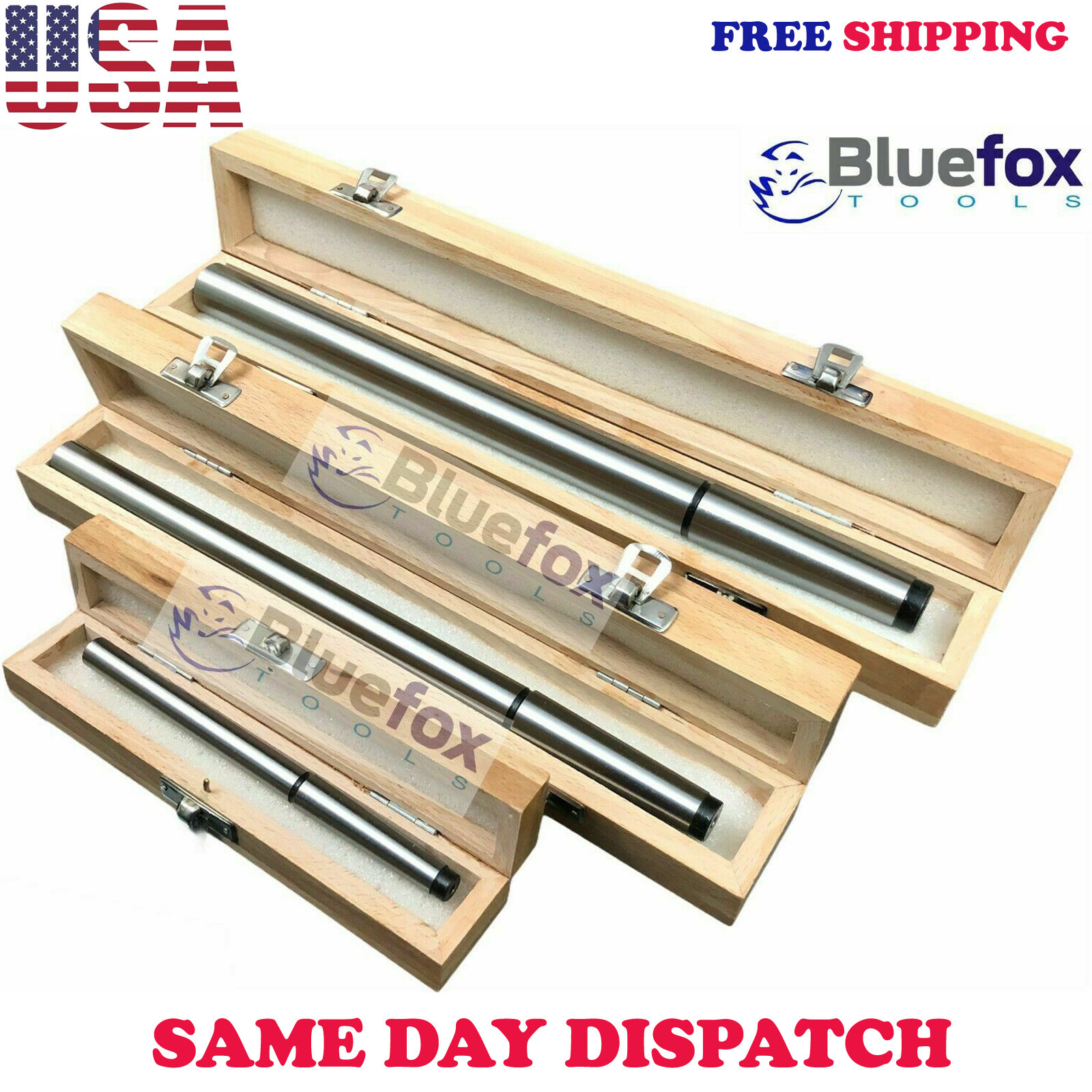 Lathe Alignment Test Bar Shank Size 1MT, 2MT, 3MT Wooden Box Bluefox