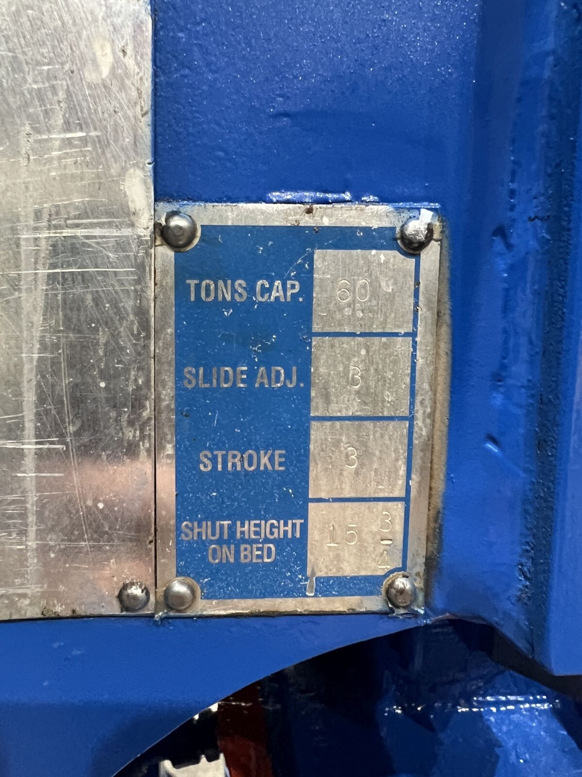 60 Ton Bliss C-60 Flywheel Gap Frame Press Industrial Stamping (1996)