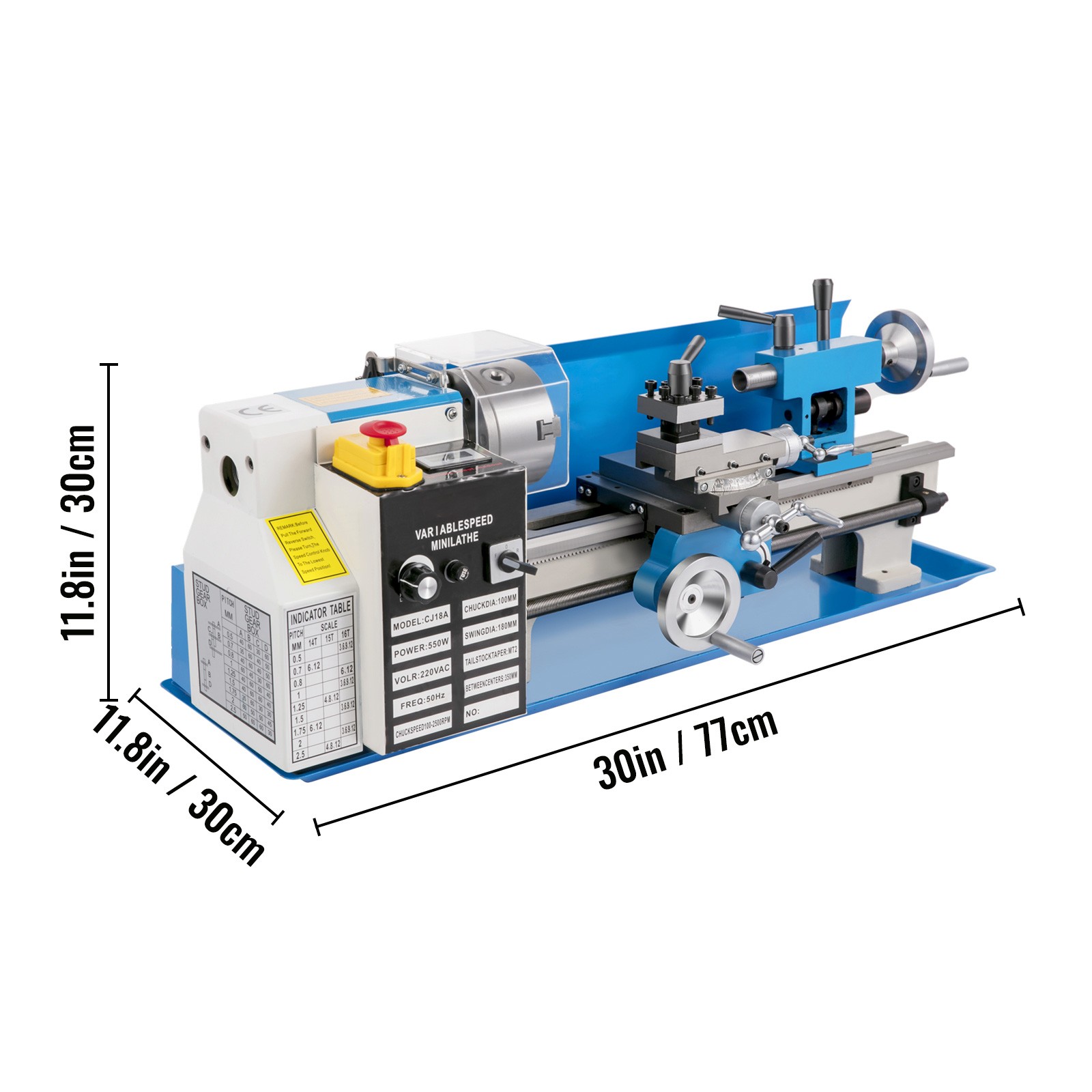 VEVOR 7″X14″ Mini Precision Wood Lathe 550W Metal Bench Lathe Turning Machine