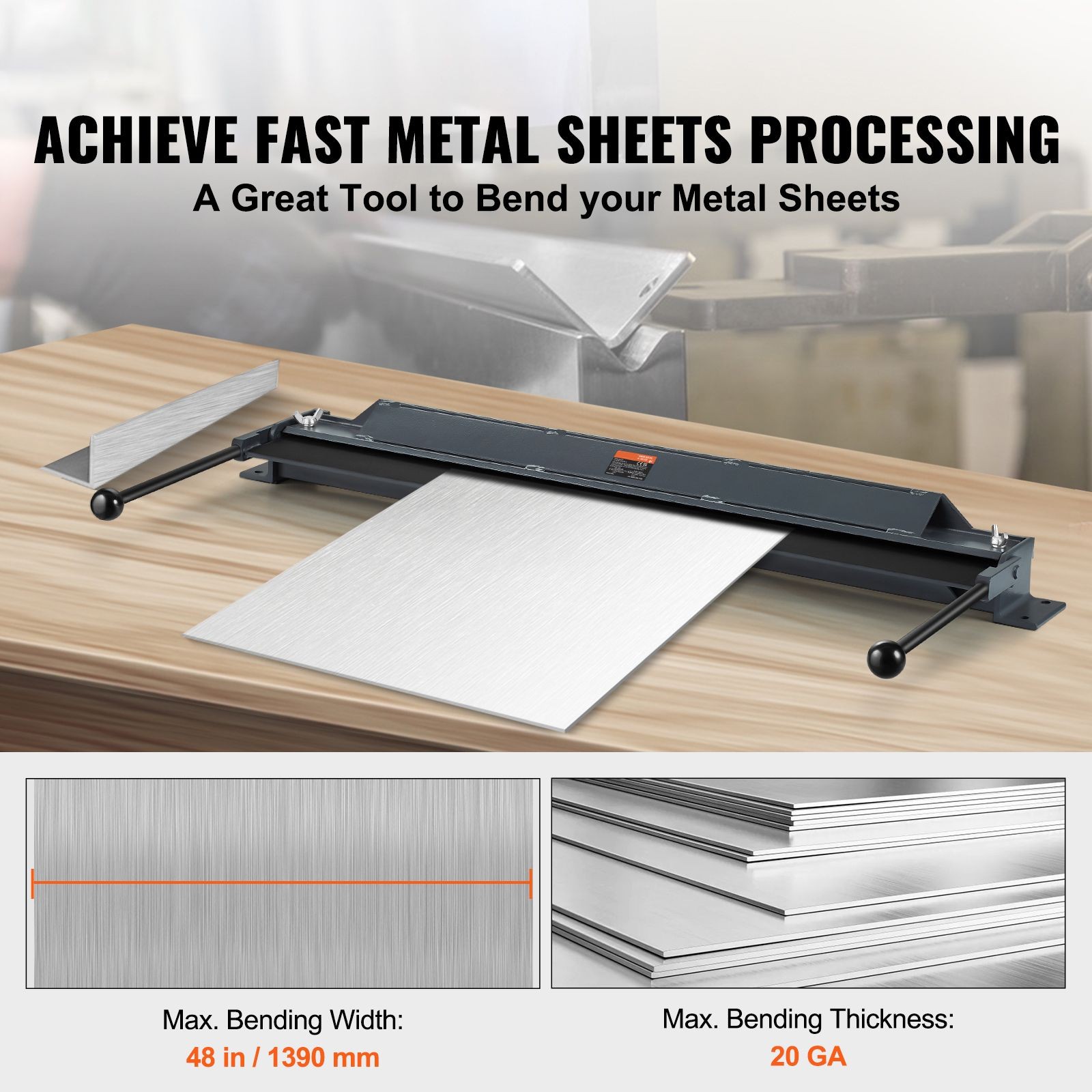 Box and Pan Brake, 48-Inch, 0-130 Degrees Sheet Metal Bending Brake