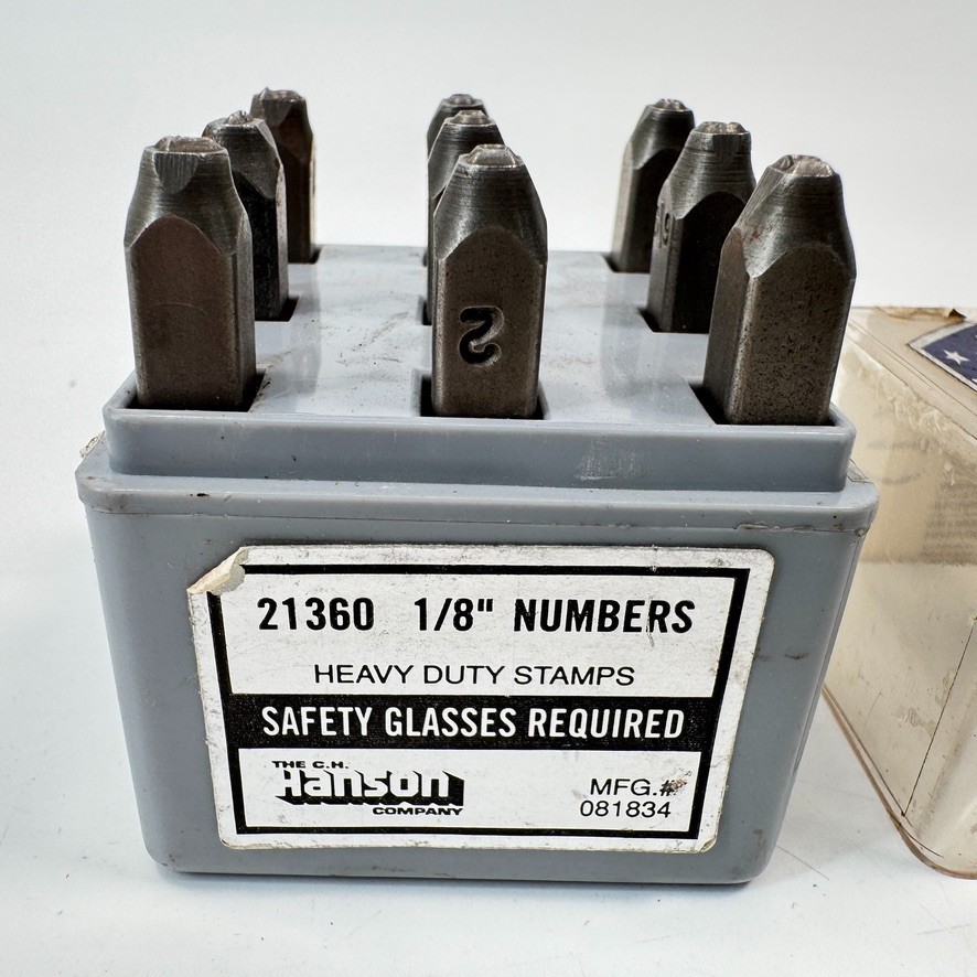 Hanson Tools USA 21360 9-Piece Heavy Duty 1/8″ Numbers 0 – 9 Steel Stamp Set